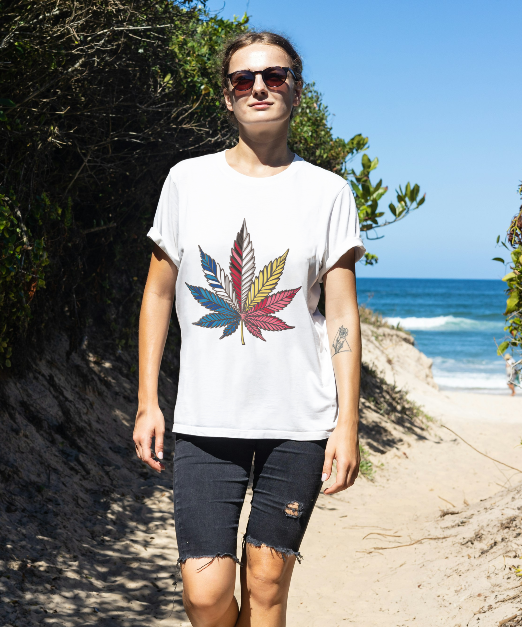 Minimalist leaf graphic t-shirt made from premium Supima cotton with soft fabric and nature-inspired design for men and women