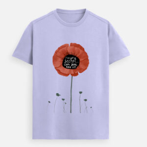 Women’s black Supima cotton t-shirt featuring a minimal boho floral design with “I’ve got a secret” quote, soft and elegant for everyday wear in India