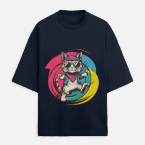 Cool cat graphic oversized t-shirt streetwear design