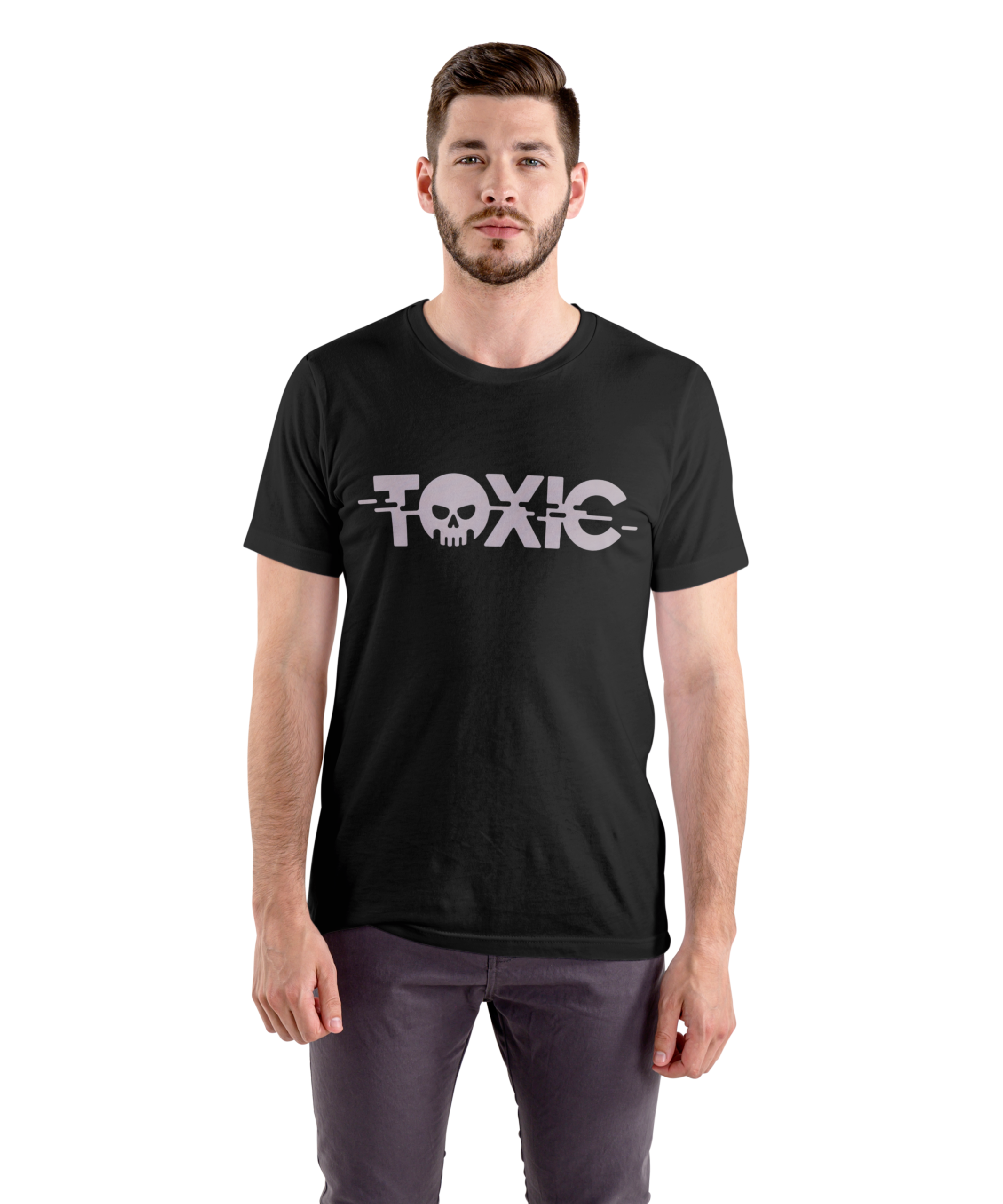 Toxic skull glitch oversized unisex tee in black