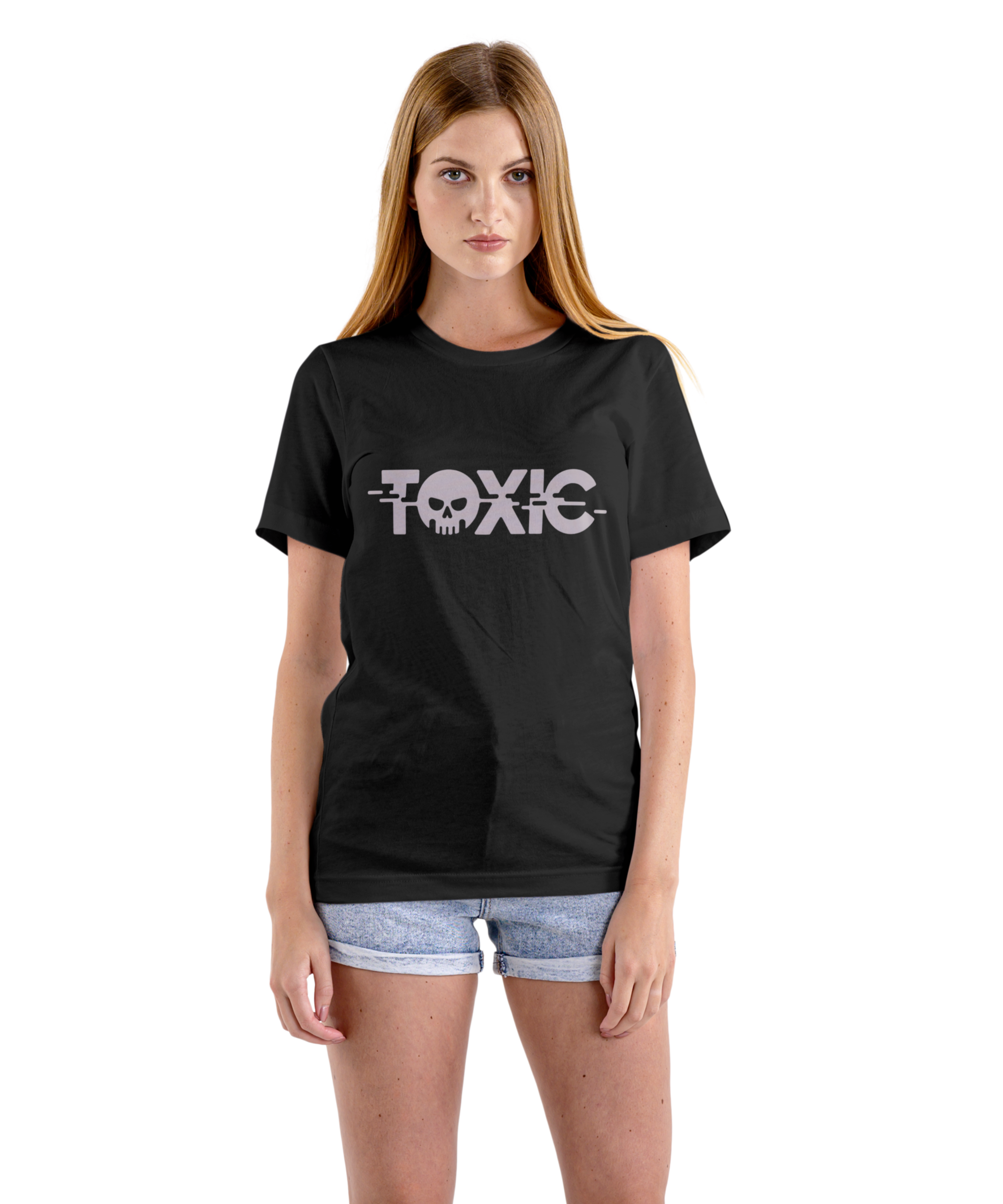 Toxic skull glitch oversized unisex tee in black