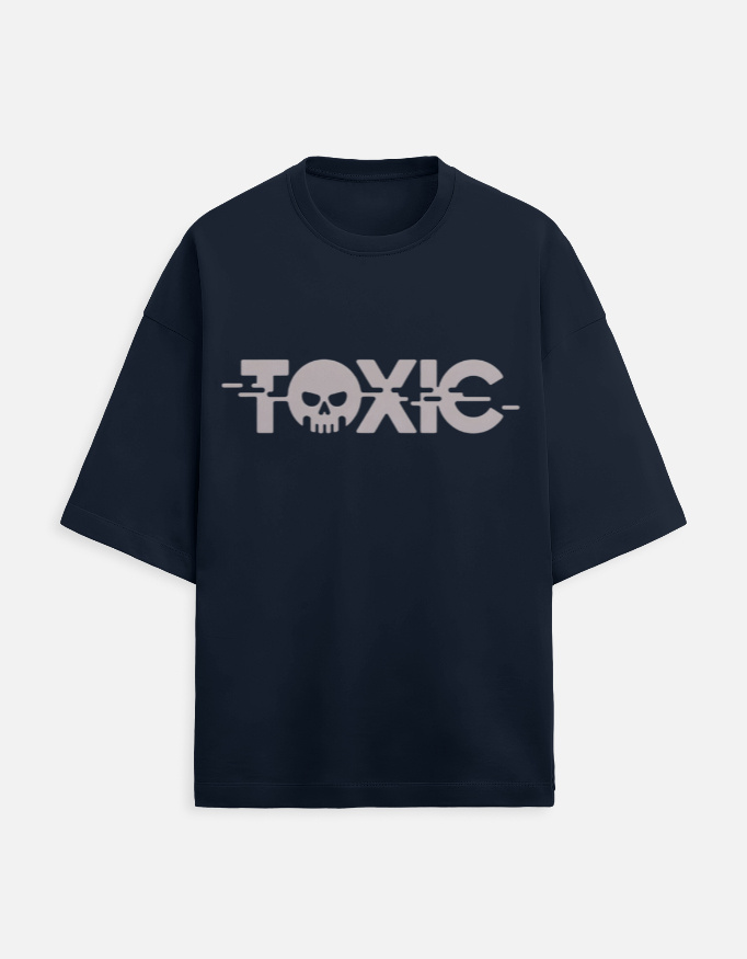 Toxic skull glitch oversized unisex tee in black