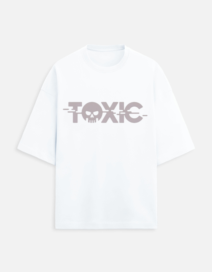 Toxic Skull Glitch Oversized Unisex Tee - Premium Terry Streetwear T-Shirt for Men & Women - Image 5