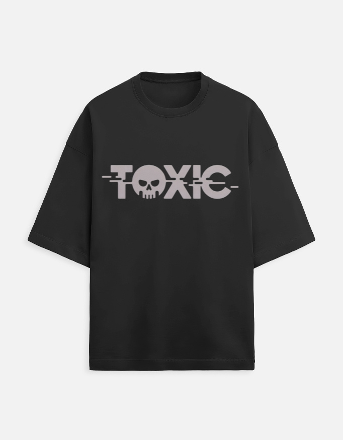 Toxic Skull Glitch Oversized Unisex Tee - Premium Terry Streetwear T-Shirt for Men & Women - Image 4